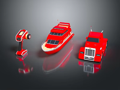 3D Rendered Red Yacht Among Red Models 3d model