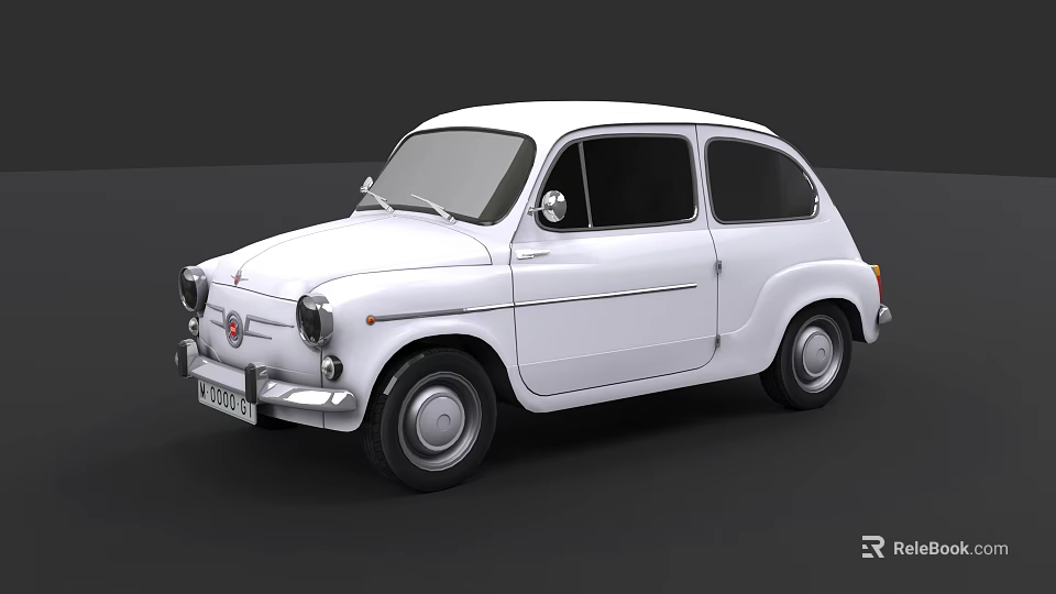 White Vintage Classic Car With Retro Styling Two Door Compact Design 3d model 