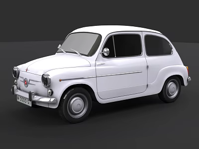 White Vintage Classic Car With Retro Styling Two Door Compact Design 3d model