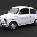 White Vintage Classic Car With Retro Styling Two Door Compact Design