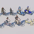 Group of People Riding Bicycles and Electric Scooters in Outdoor Setting