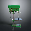 Green Industrial Electric Drill Press With Circular Worktable And Base 3d model