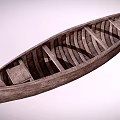 Classic Wooden Boat With Detailed Ribbed Plank Structure And Interior Seats