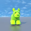 Green Animal Shaped Toy Figure With Smooth Surface And Shadow On Gray Background