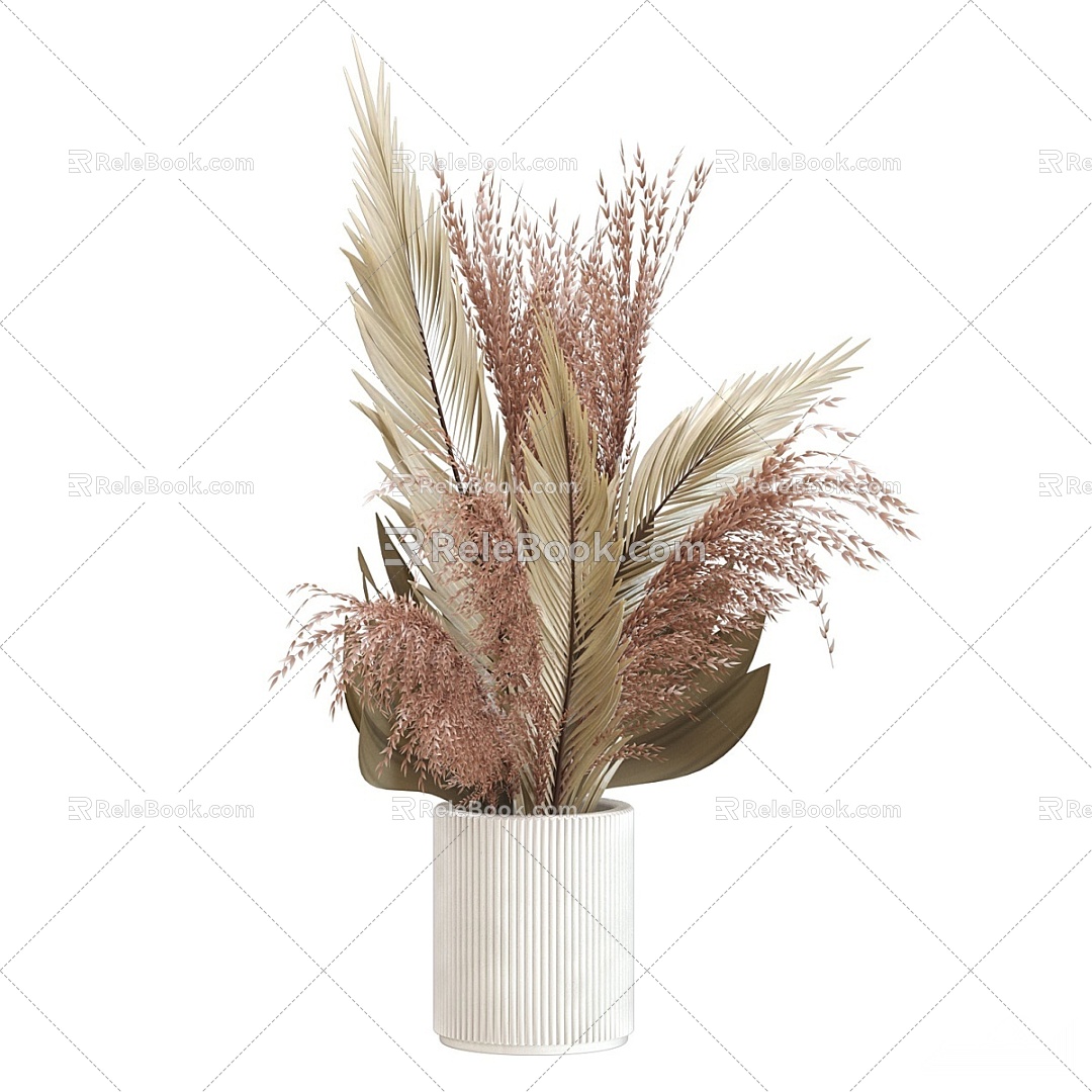 Modern Flora Vase Vase Ornaments Dried Flowers 3d model