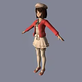 Two 3D Anime Characters in Red Jacket White Skirt and Hat with Arms Outstretched