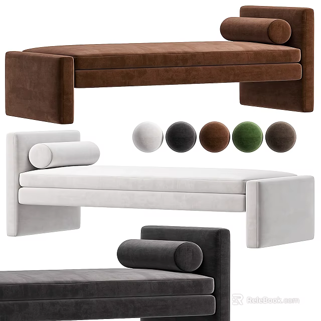Modern Design Sofa Bench With Multiple Color Options And Soft Velvet Fabric 3d model 