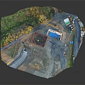 Construction Site Aerial View With Multiple Excavators And Foundation Metal Frame Structures 3d model