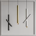 Sleek Cylindrical Pendant Lights For Modern Interior With Black Gold White Crossed Design