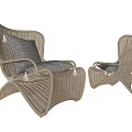 Two Rattan Leisure Chairs With Cushion And Curved Design For Indoor Outdoor Space