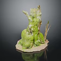 Natural Wood and Stone Decorative Piece with Mossy Stump Sandy Base and Twigs