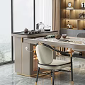 Elegant Modern Tea Table And Chairs With Marble Top And Gold Legs