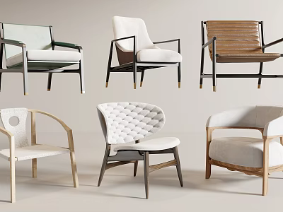 Modern Leisure Chairs With Various Designs Wooden Frames And Upholstered Seats 3d model