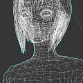 Game and Movie Character 3D Model with Short Hair and Triangle Symbol on Neck
