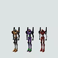 Three Colorful Robot Action Figures With Distinctive Design And Poses