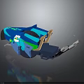 3D Cosmic Spacecraft Model With Blue Black Design And Mechanical Arm Structure