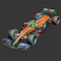 Orange Racing Car With Streamlined Design V POWER Sponsorship And Large Wheels