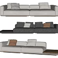 Modern Double Sofa Designs In Beige Gray With Decorative Accent Pillows 3d model