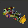 Yellow and Black Utility Wheel Loader With Front Bucket Cab and Large Tires