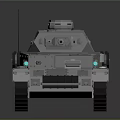 Silver Gray Tank with Tracks Turret Cannon Green Lights and 3D Rendering Design