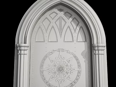 Gothic Architectural Archway Featuring Decorative Carvings Stone Columns And Ornate Patterns 3d model