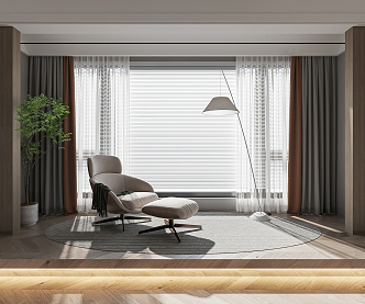 modern curtain gauze curtain 3d model