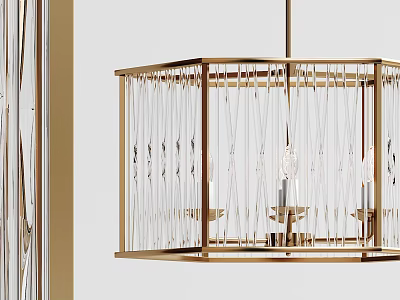 Elegant Crystal Chandelier With Gold Frame And Transparent Crystal Strips For Interior Decor 3d model