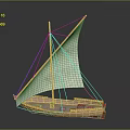 Traditional Wooden Sailboat Watercraft With White Canvas Sail And Classic Hull Design