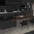 Modern Kitchen Interior Design With Dark Cabinets Island Counter And Dining Chairs 3d model