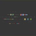 Colorful Furniture Modular Components Design With Various Shapes Colors Neatly Arranged On Dark Background