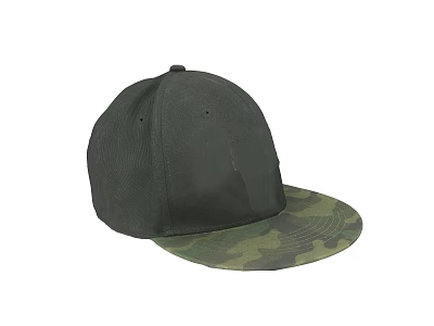 Stylish Casual Hat With Black Main Body And Camouflage Brim Design 3d model