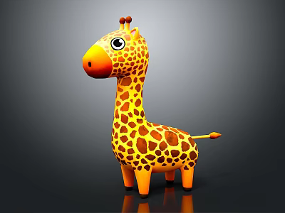 Adorable Standing Giraffe Doll With Yellow Brown Spots Orange Nose And Black Eyes 3d model