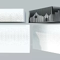 Textured White Design Panels with Various Perforated and Striped Surface Patterns 3d model