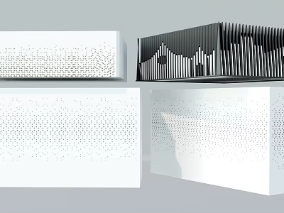 Textured White Design Panels with Various Perforated and Striped Surface Patterns 3d model