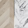 Marble And Herringbone Wood Wall Materials With Natural Textures And Patterns 3d model