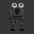 Gray Mechanical Robot Creature With Large White Eyes And Clawed Limbs 3d model