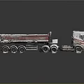 Snow Covered Red Dump Truck With White Cab And Open Bed On Reflective Surface
