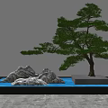Traditional Zen Garden Design Featuring Bonsai Pine Tree and Decorative Rocks