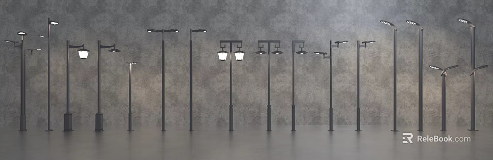 Outdoor Lights Various Styles Modern Design With Multiple Lamp Heads For Garden And Street Use 3d model 