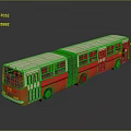 Red and White Articulated Bus With Shiny Exterior And Surface Reflection 3d model