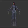 Sci Fi Armored Female Character With Purple Hair In Futuristic Mechanical Suit