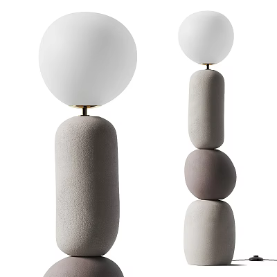 Minimalist Modern Floor Lamps With White Spherical Shades And Textured Bases 3d model