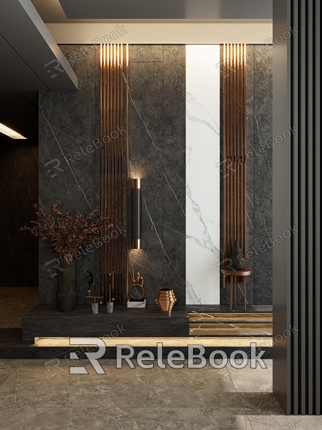 Italian Light Luxury Black Gold Style Rock Slab Style Entrance model