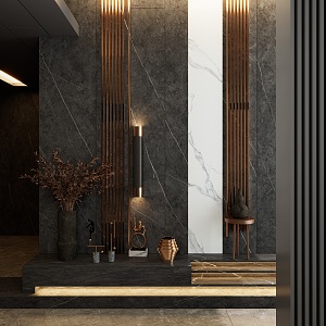 Italian Light Luxury Black Gold Style Rock Slab Style Entrance 3d model