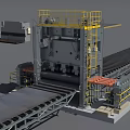 Industrial Equipment Layout with Cranes Conveyors and Production Machinery in Factory