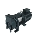 Industrial Electric Motor With Black Housing Silver Shaft And Cooling Fins Lifting Ring Base Mount