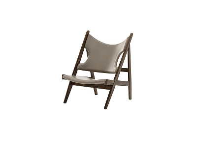Stylish Modern Leisure Chair With Wooden Frame And Light Gray Cushion 3d model