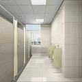 Public Restroom With Accessible Design Multiple Washbasins Natural Light And Tiled Floor