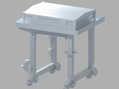 Heavy Duty Industrial Equipment With Steel Structural Frame And Support Columns 3d model
