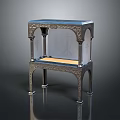 Ornate Metal Frame Glass Display Cabinet With Carved Details And Vintage Design